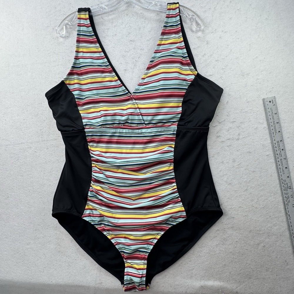 Dolfin Aquashape Plus Size 22 One Piece Swimsuit No Wire Striped Stretch - Picture 5 of 12